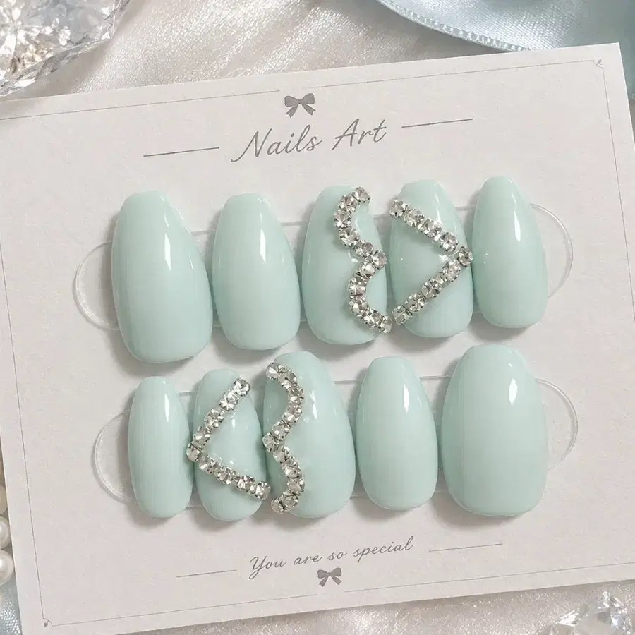 파스텔 민트 <3 네일팁(색상변경가능)