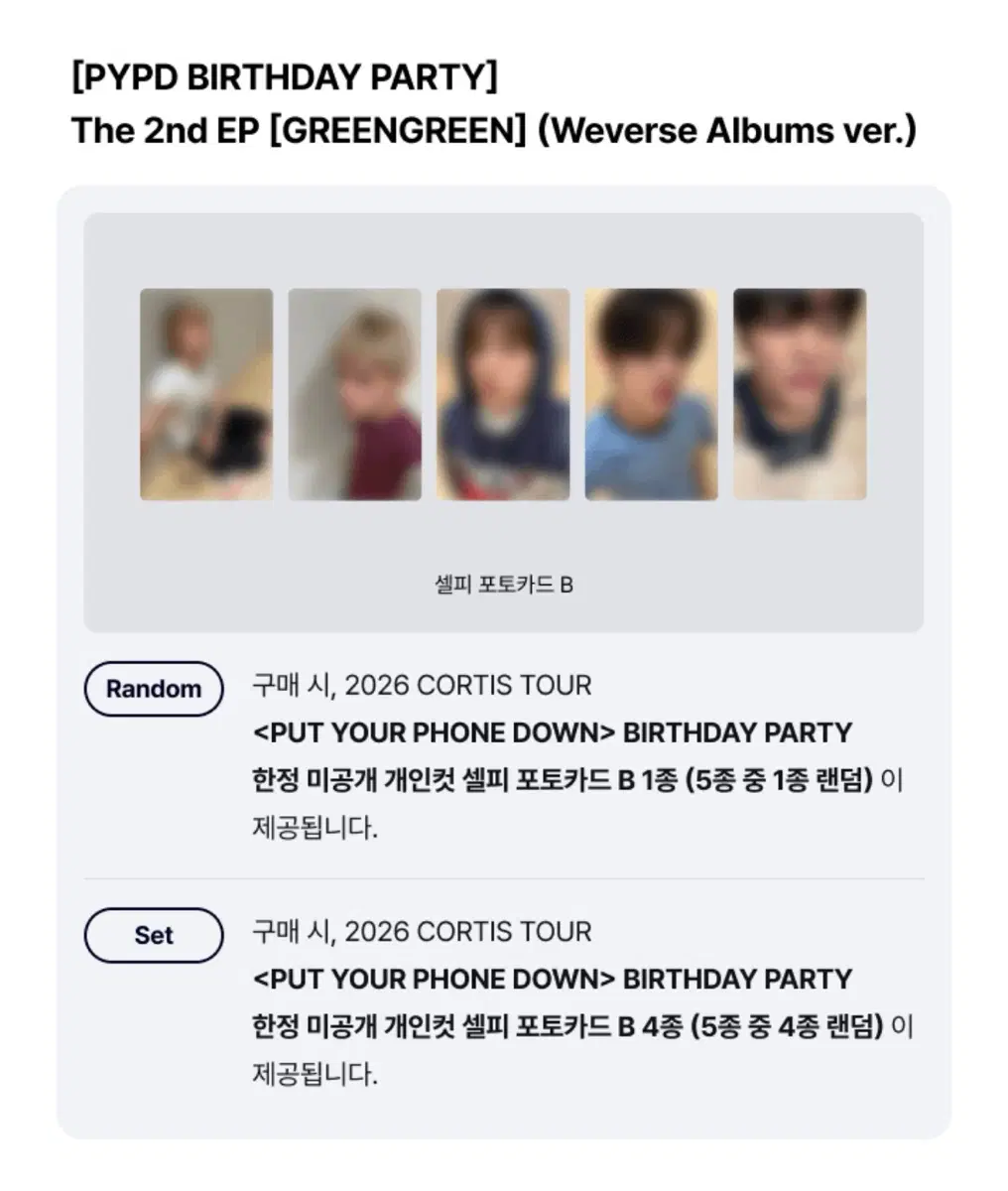코르티스 PYPD BIRTHDAY 생일파티 그린그린 위버스 특전 분철