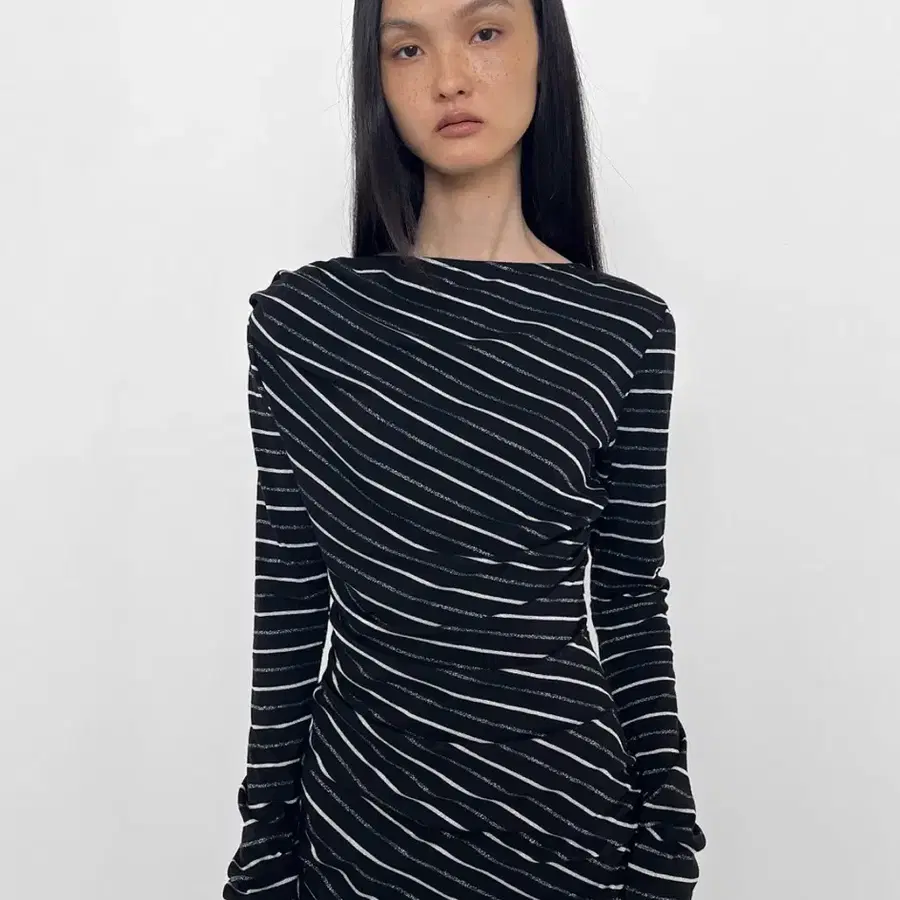 폴리수엠 STRIPE RUCHED LONG JERSEY