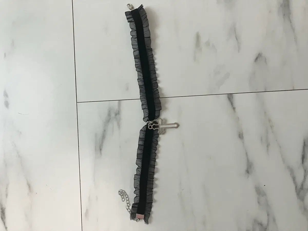 고스룩 레이스 십자가 초커 블랙 고스로리 지뢰계