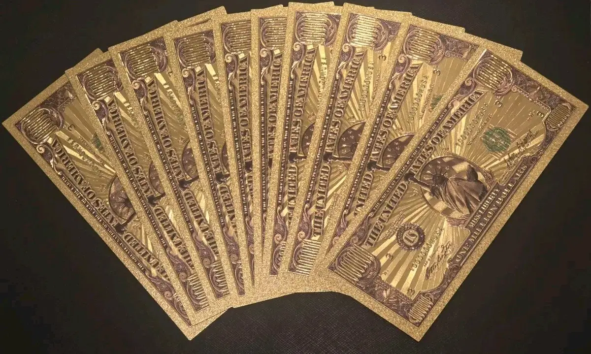 명절 선물용 100만달러 금박코팅 황금지폐 1+1