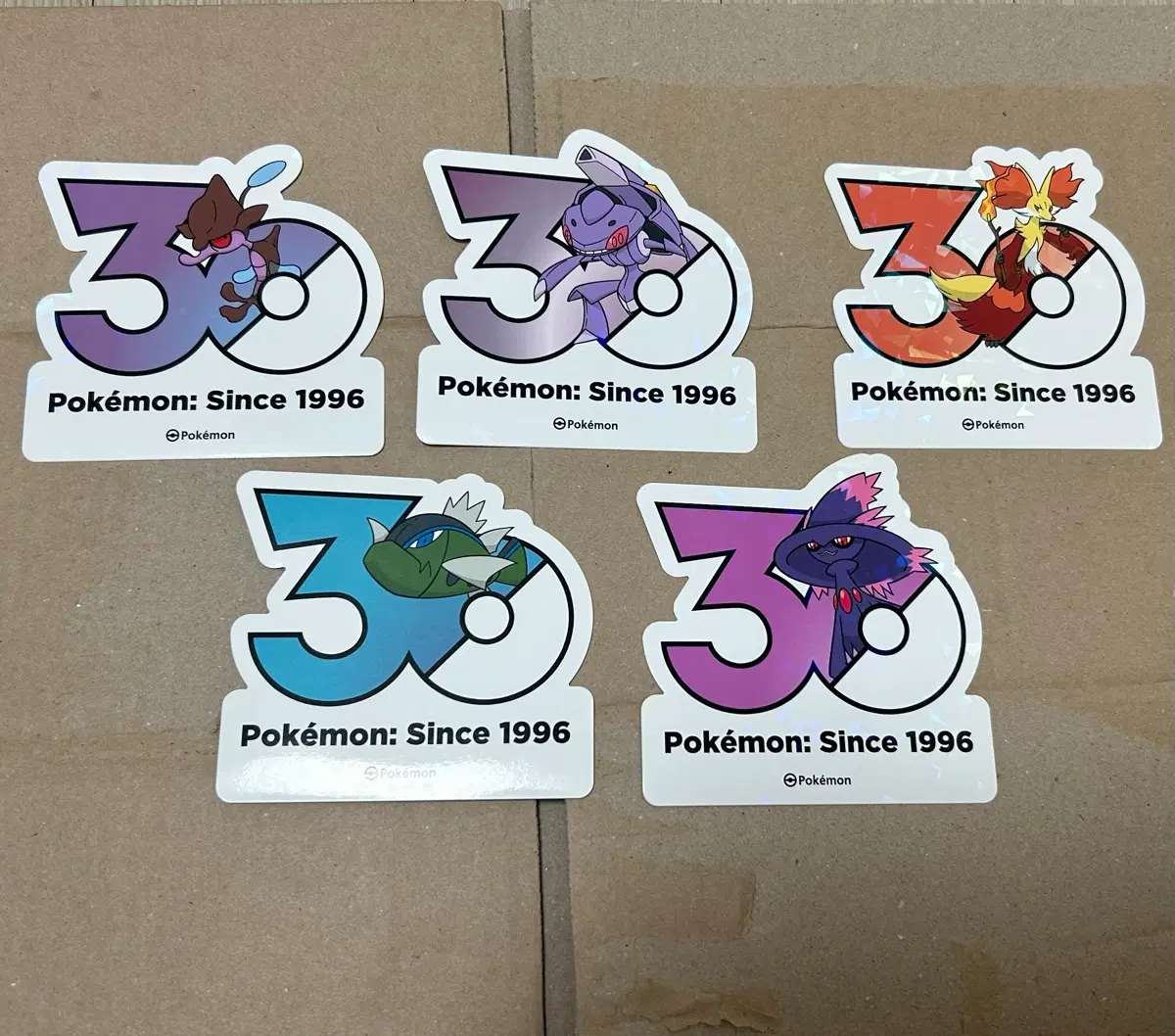 포켓몬 30주년 기념 로고 스티커 5종 세트