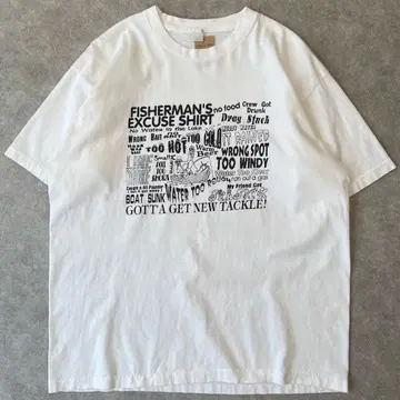 80s 90s 낚시꾼의 변명 메시지 티셔츠 낚시 농담