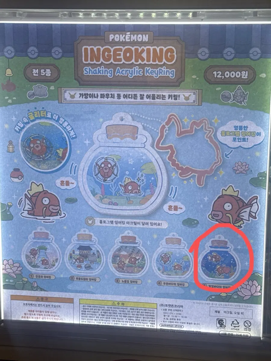 포켓몬스터 잉어킹 무릉도원 가챠 쉐이킹 아크릴 키링 신상 별빛바다의 잉어킹