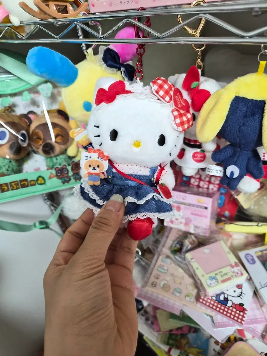 헬로키티 데님 원피스 키링