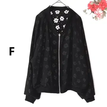 꽃무늬 리버서블 블루종 자켓 집업 블랙 모노톤 F