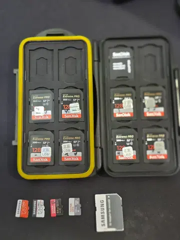 샌디스크 Extreme PRO 128GB UHS-II V90 SD카드 8개 + microSD 4개 등 일괄 판매