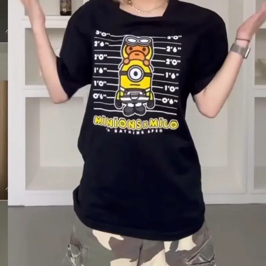 베이프 마일로 x미니언즈 콜라보 반팔