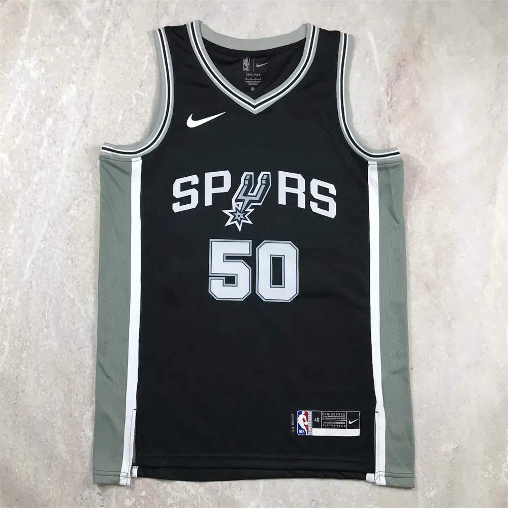 NBA 샌안토니오 스퍼스 로빈슨 50번 어웨이 에디션 농구 유니폼 남성 조끼 팬 저지 블랙