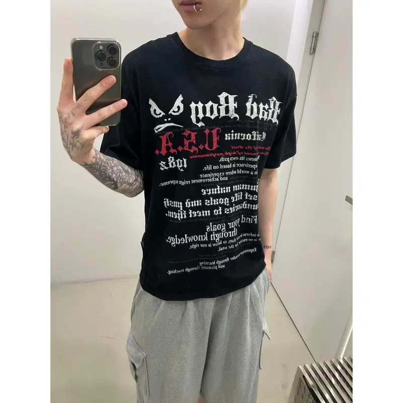 배드보이 y2k 펑크 프린팅 반팔티 r4472