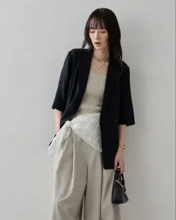 새상품 개럴개런트 블랙 테일러드 자켓 7부 소매