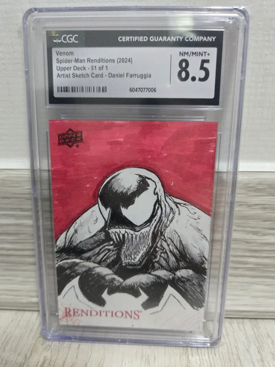 2024 Upper Deck Marvel Spider-Man Renditions VENOM 베놈 Artist Sketch 1/1 Daniel Farruggia CGC 8.5