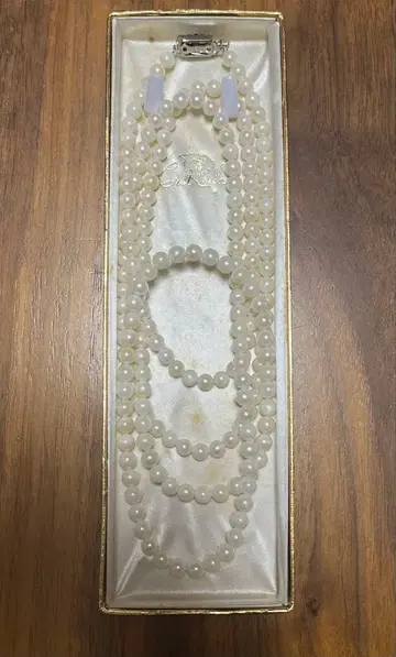 진주풍 롱 목걸이 실버 잠금장치
