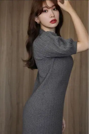 herlipto Puff Sleeve Cableknit Dress S