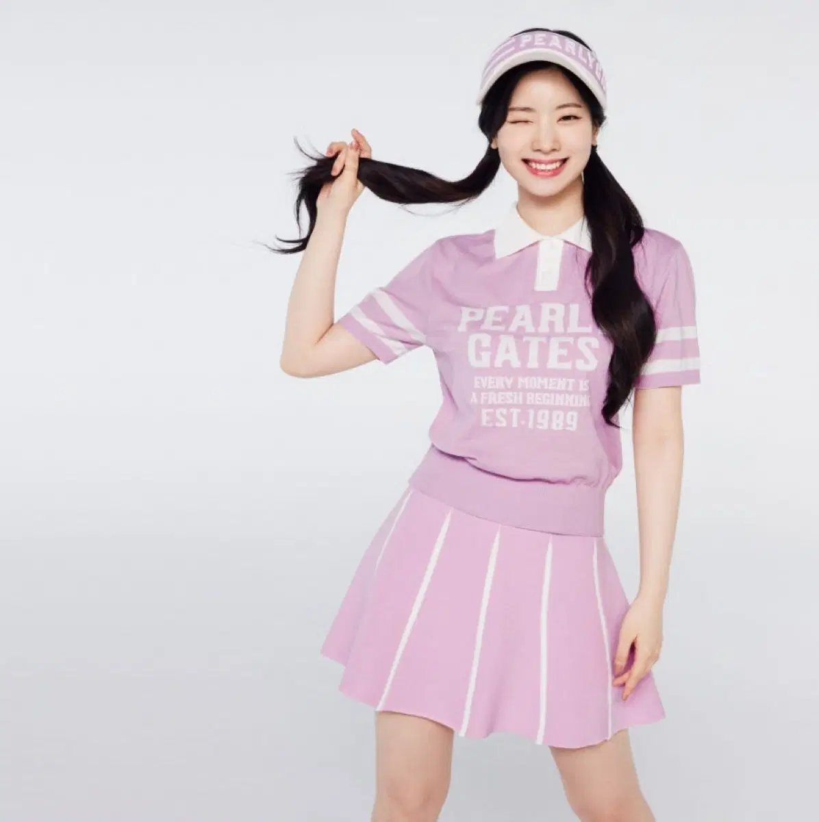 파리게이츠 22년 트와이스 다현 핑크 스커트 치마 골프웨어 -0 팬츠 치마바지