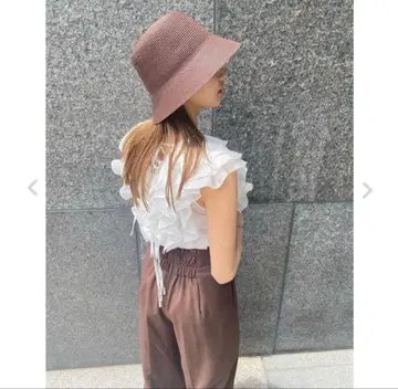새상품급 SNIDEL 스나이델 블레이드 버킷햇 브라운