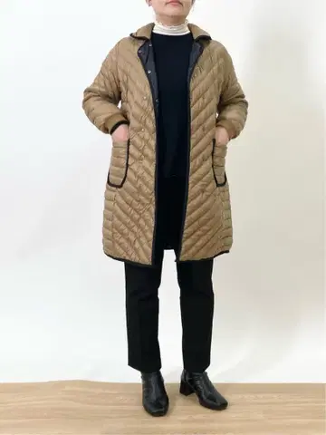 앙리크 오 블루 퀼팅 자켓 롱 기장 베이지 9호