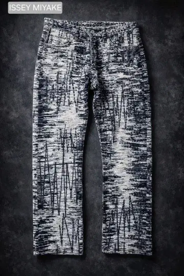 레어 새상품급 ISSEY MIYAKE A.POC 총직조 무늬 데님 32 일본제