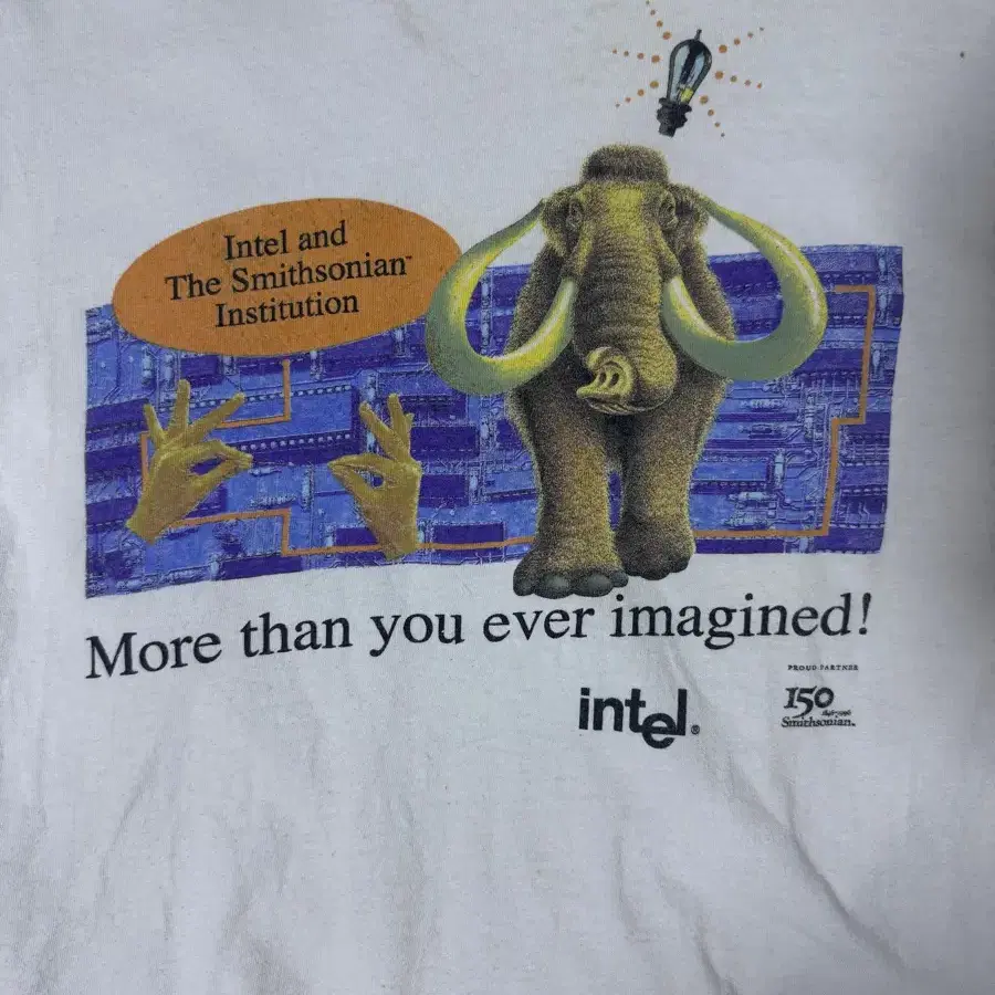 90s usa intel smithsonian 맘모스 프로모 티셔츠