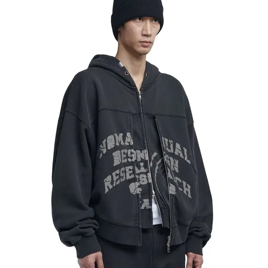 노매뉴얼 OVERDYED D.F.L HOODED BL 블랙 후드 집업 L