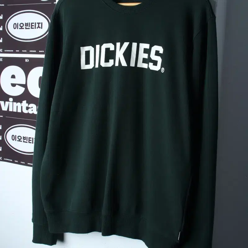 (L-XL) 디키즈 맨투맨 티셔츠 빅로고 그린 올드스쿨-H37400