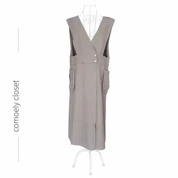 COMOELYCLOSET 전후 2WAY 점퍼 드레스 M 카키