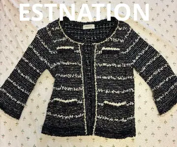 ESTNATION 트위드 노카라 자켓