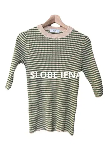 SLOBE IENA 보더 리브 니트 5부 소매
