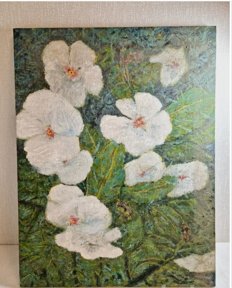 원화/유화] 박주경 작가 추정 빈티지 오리지널 <백모란> 그림 판매 (65*50)