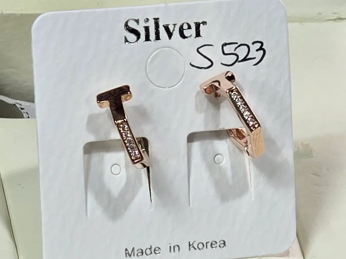 실버침 원터치 T 귀걸이 로즈골드
