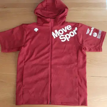 새상품급 DESCENTE Move Sport 반팔 후드티 레드 L 사이즈