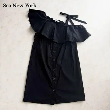 레어 Sea New York 프릴 원피스 숄더 리본 블랙