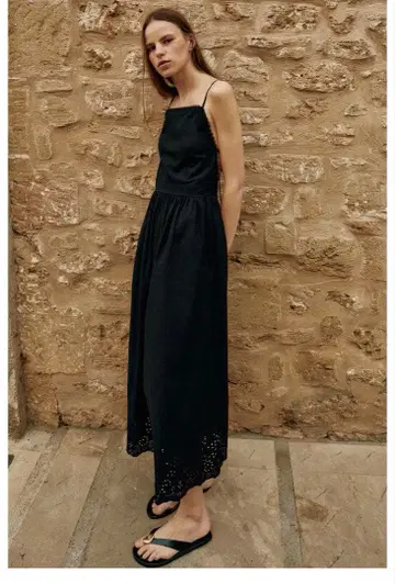 ZARA 컷워크 자수 미디 원피스 S