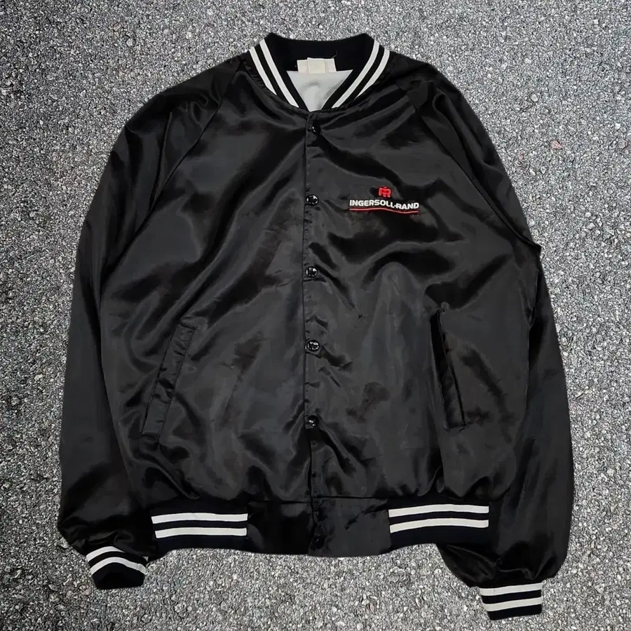 80s Made In USA 하트웰 잉거솔랜드 사틴 바시티 자켓