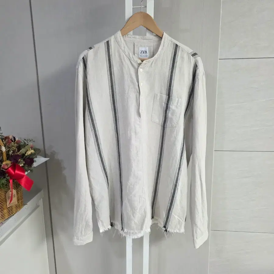 ZARA 스트라이프 헨리넥 셔츠