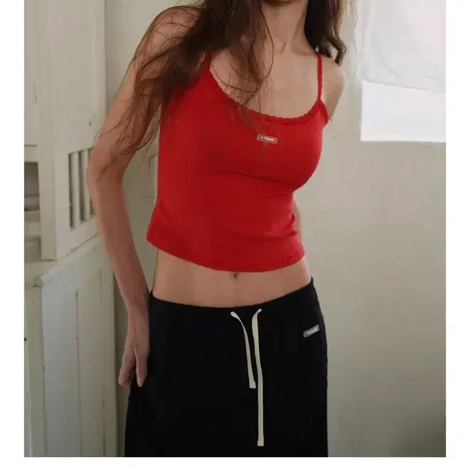 위드아웃썸머 Nude lace sleeveless_red