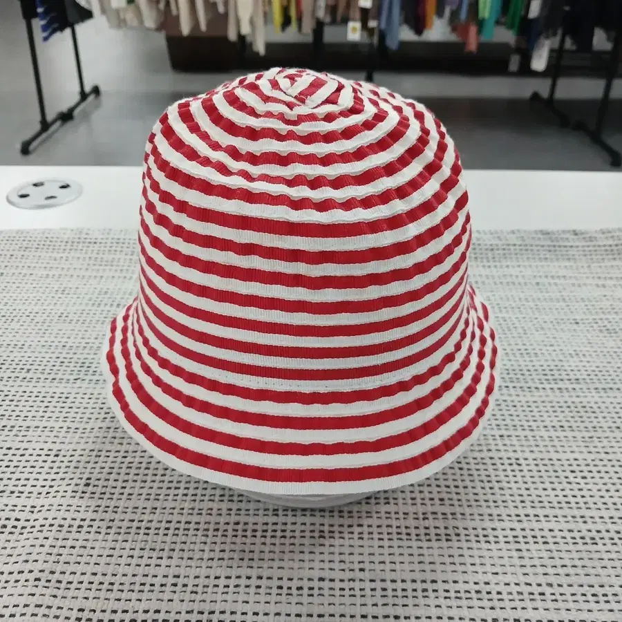 스트라이프 버킷햇 레드/화이트 52cm