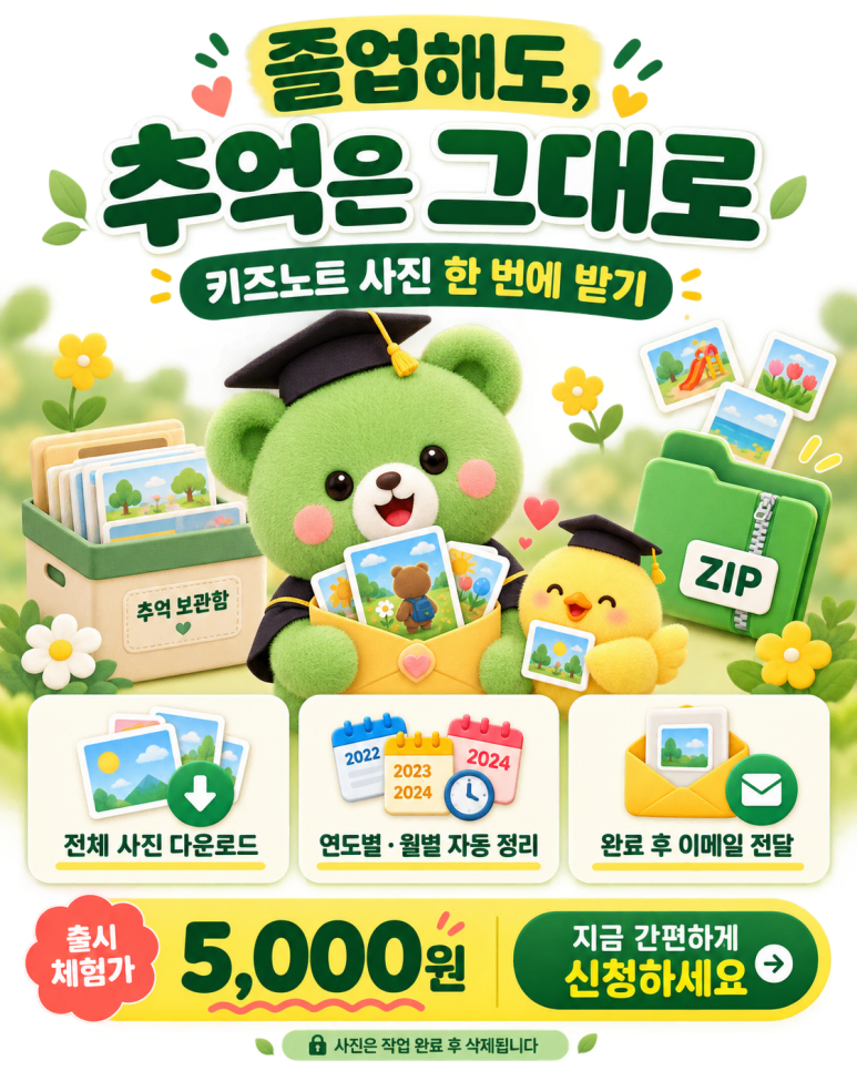 어린이집 졸업 후 키즈노트 사진, 한 번에 내려받아 보관하세요