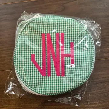JNHearts 라운드 파우치 미사용 새상품 그린 체크무늬