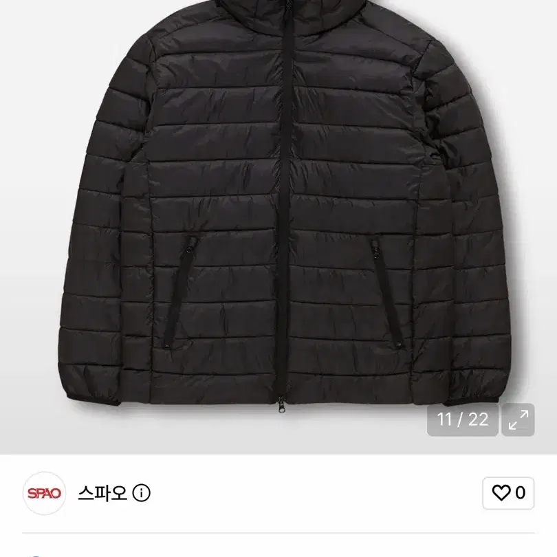 스파오 씬라이트 후드 재킷 블랙 s