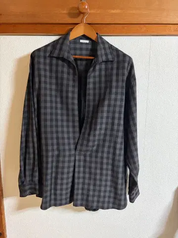 Blanc YM Silk Plaid Skipper Shirts BLACK