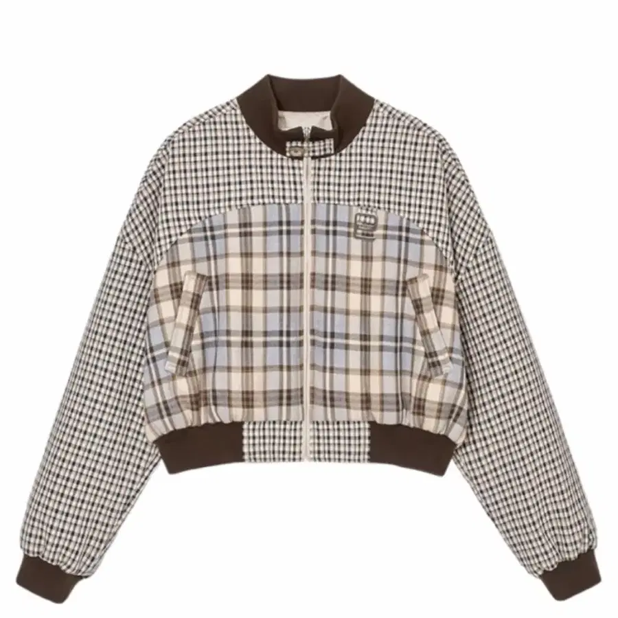 글로니 루셀 플레이드 블루종 브라운 Glowny Russell Plaid Blouson Brown