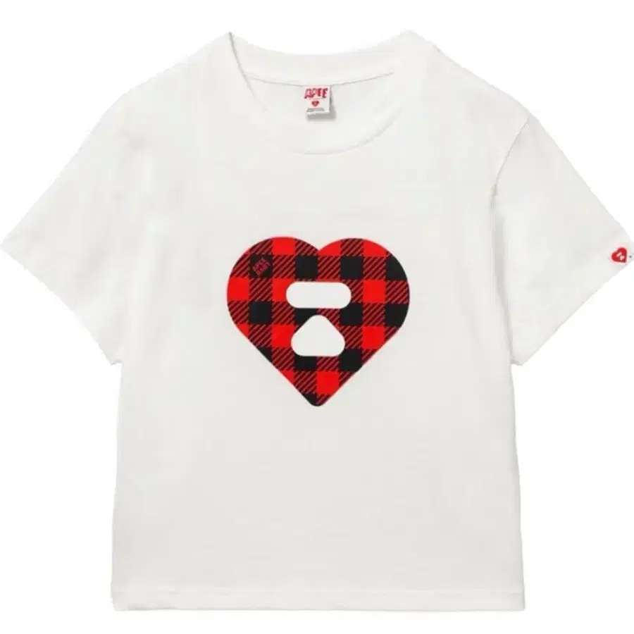 에이프 tartan plaid heart printed t-shirt