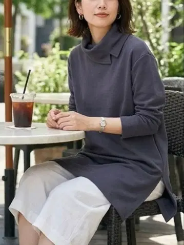 최고급 루치아노 소프라니 여름 냉방병 예방 오프 터틀 튜닉 원피스