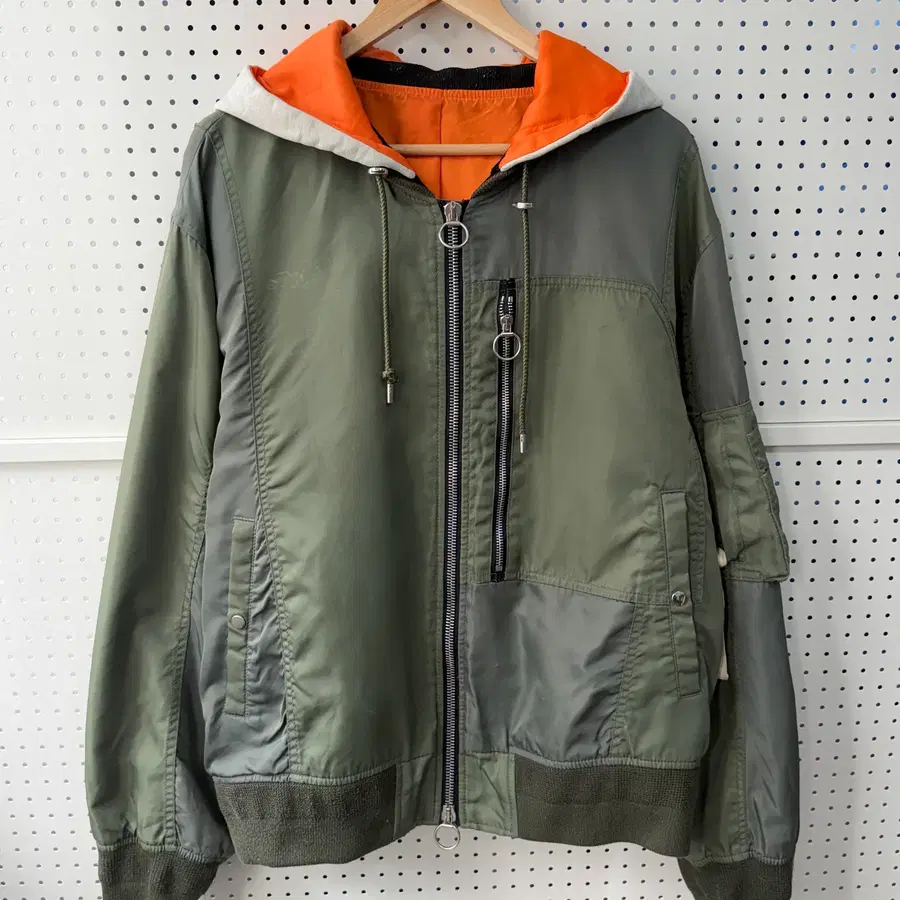 솔리드옴므 17SS 레이어드 믹스 패널 MA-1 자켓