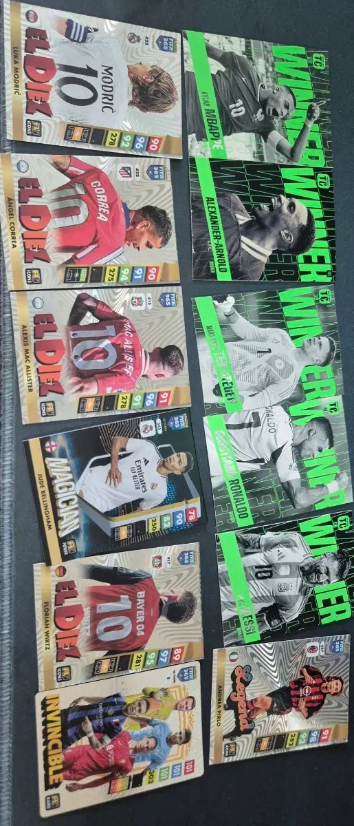 위너축구카드 모드리치, 메시, 호날두, 벨링엄, 피를로 등 다수