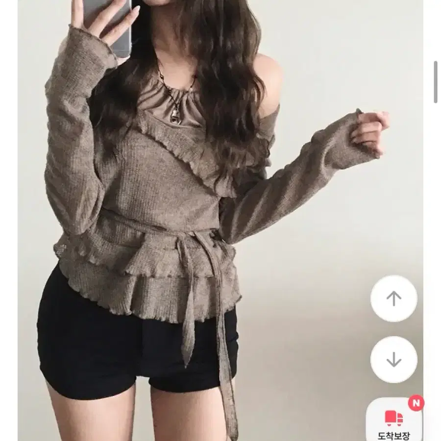 홀터넥 언발 블라우스 브라운(여름가능)