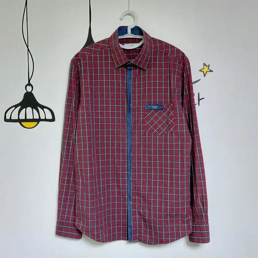 [100] S.T. Dupont CLASSICS 데님 배색 체크 긴팔 셔츠