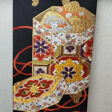 순수 실크 조개 맞춤 꽃 조개통 짜임 후쿠로 오비 (251)