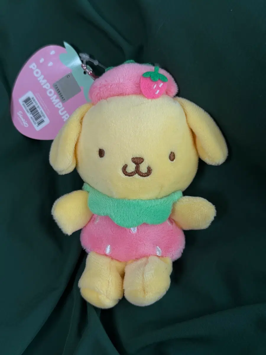 산리오 폼폼푸린 딸기 키링인형